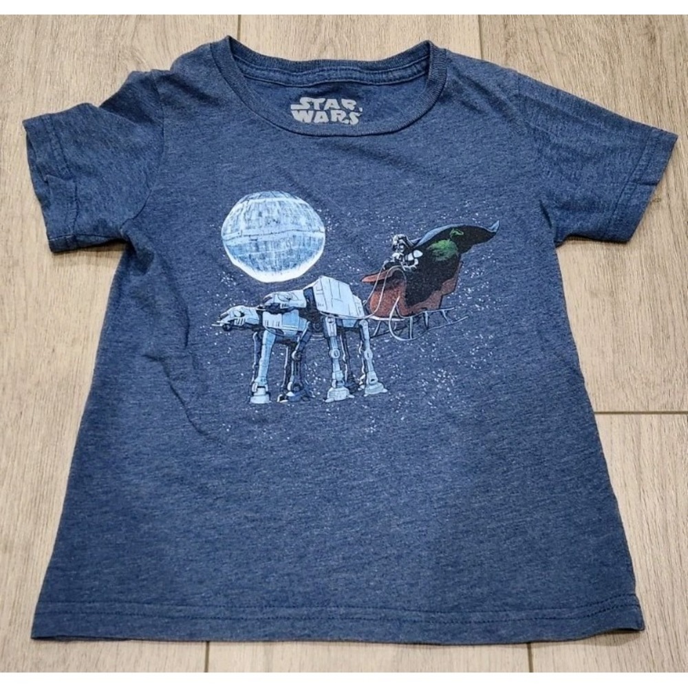 Star Wars Christmas Graphic‎ Tshirt Toddler 5T Darth Vader Santa Sled